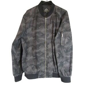 Outdoor Jacket Bomber‎ Jacket Mens XL Black Grey Camo Good Full Zip Utility